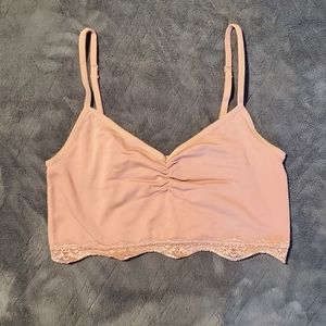 Baby pink lace bralette
